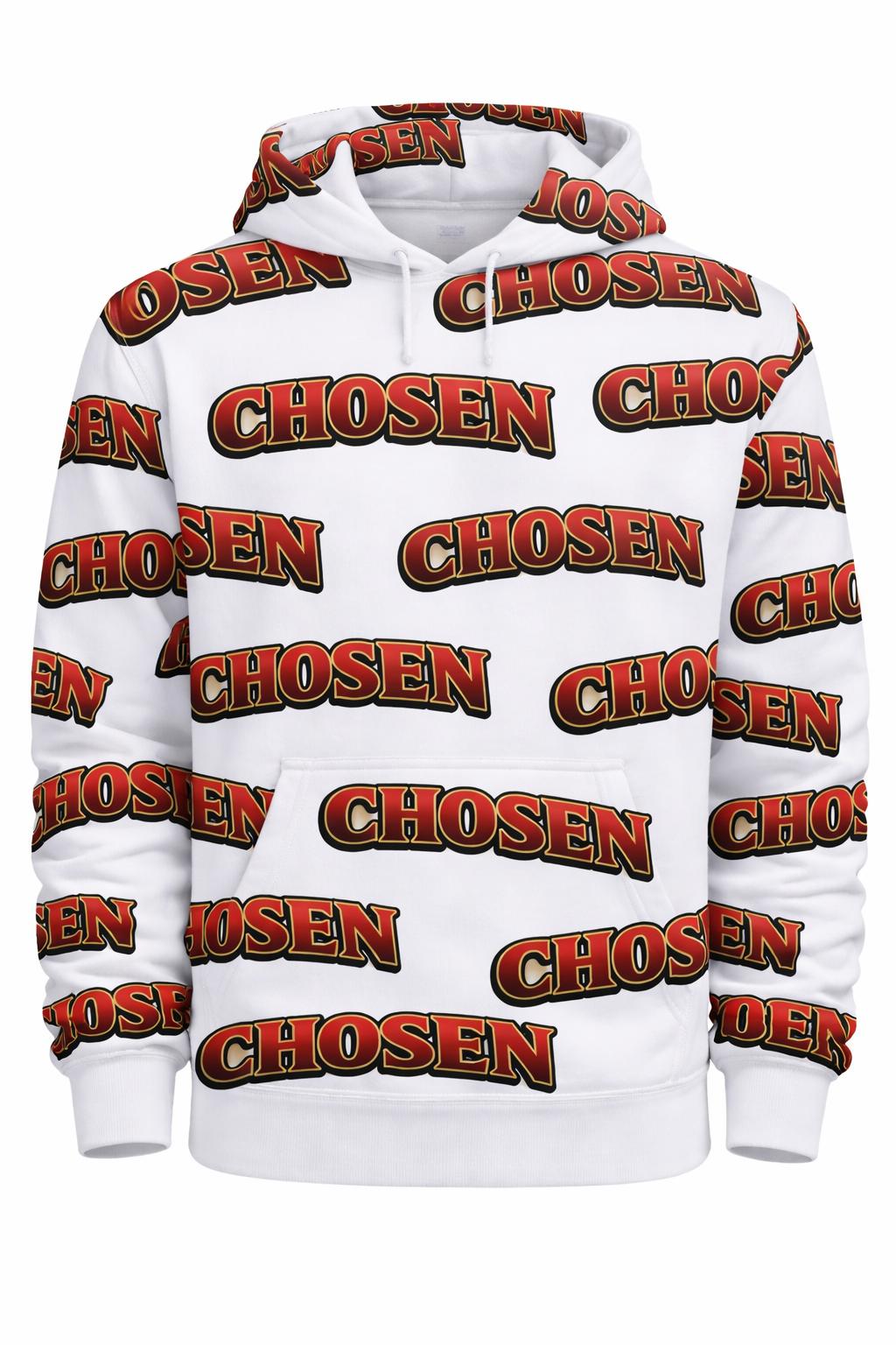 White hoodie red chosen